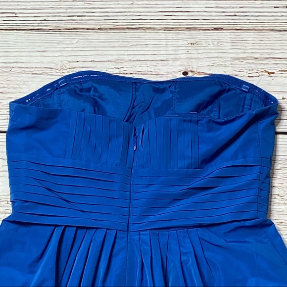 BCBGMAXAZRIA Taffeta Fit and Flare Larkspur Blue Strapless Dress Sz 4 - Picture 12 of 16